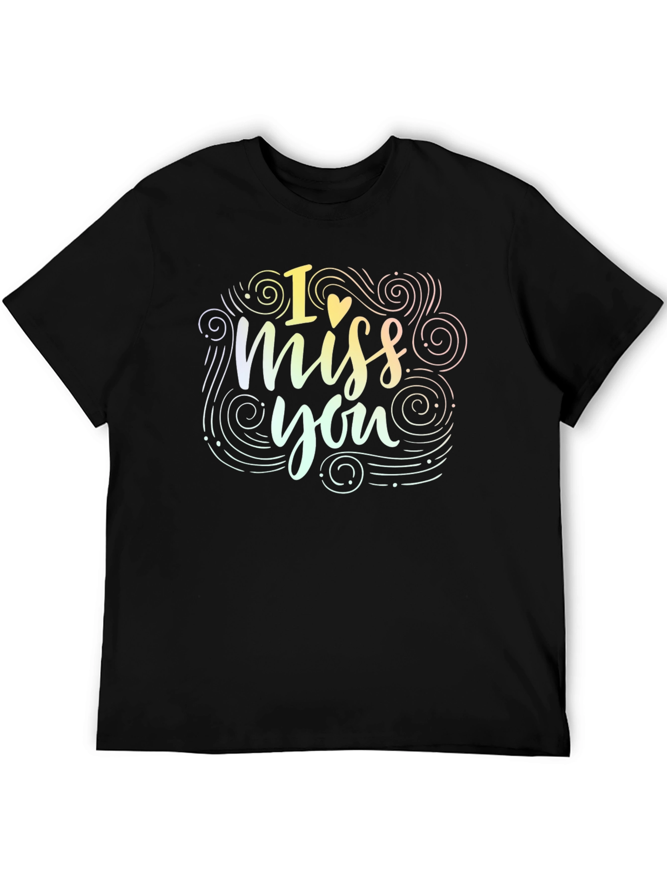 Black I Miss You Graphic Tee - Trendy Black T-Shirt view 5