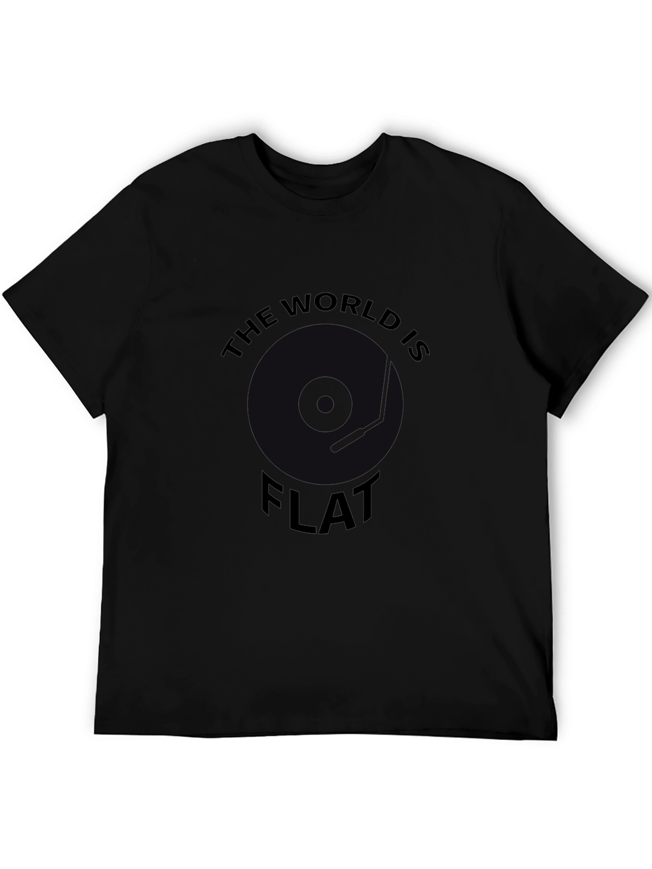Black The World is Flat T-Shirt - Black Novelty Tee view 5