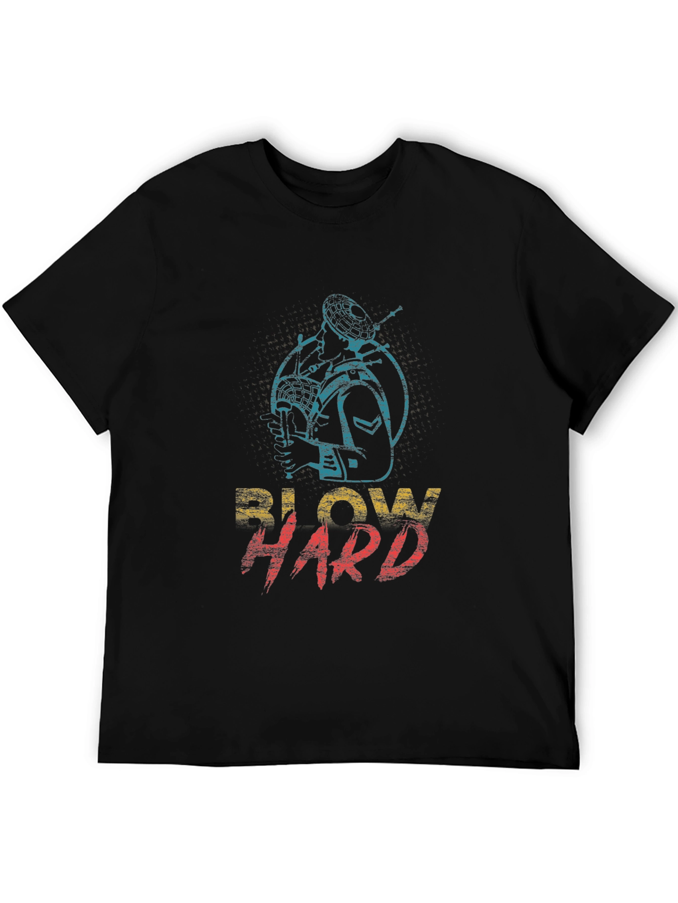 Black Blow Hard Bagpipe Graphic Tee - Novelty Musician T-Shirt view 5