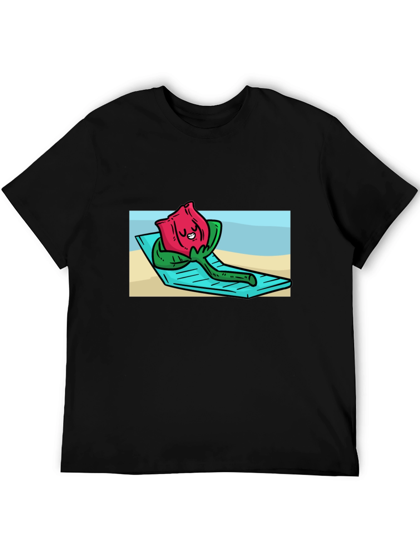 Black Relaxing Rose Graphic Black T-Shirt view 5