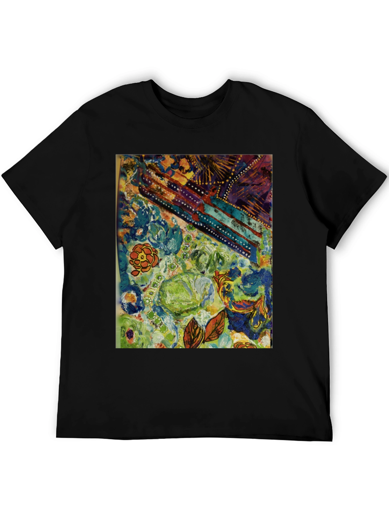 Black Abstract Floral T-Shirt - Artistic Expression view 5