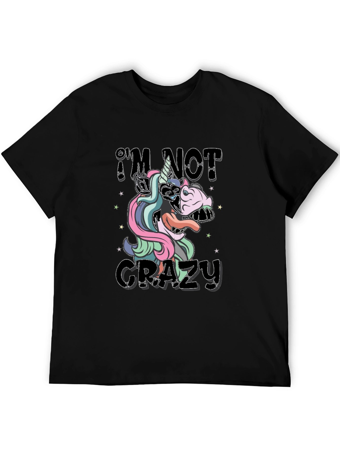 Black I'm Not Crazy Unicorn Graphic Tee - Unisex view 5