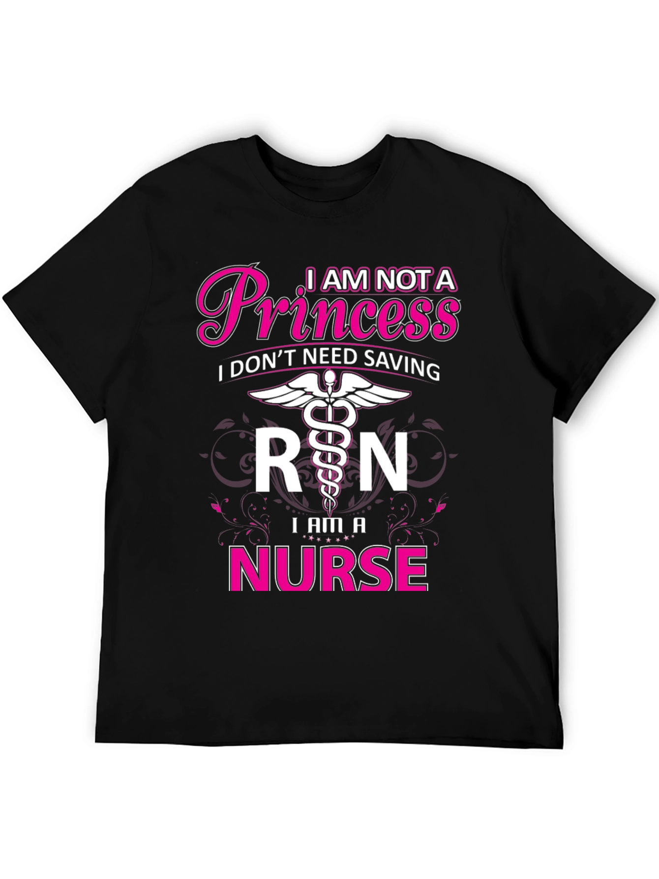 Black I Am Not A Princess Nurse T-Shirt view 5