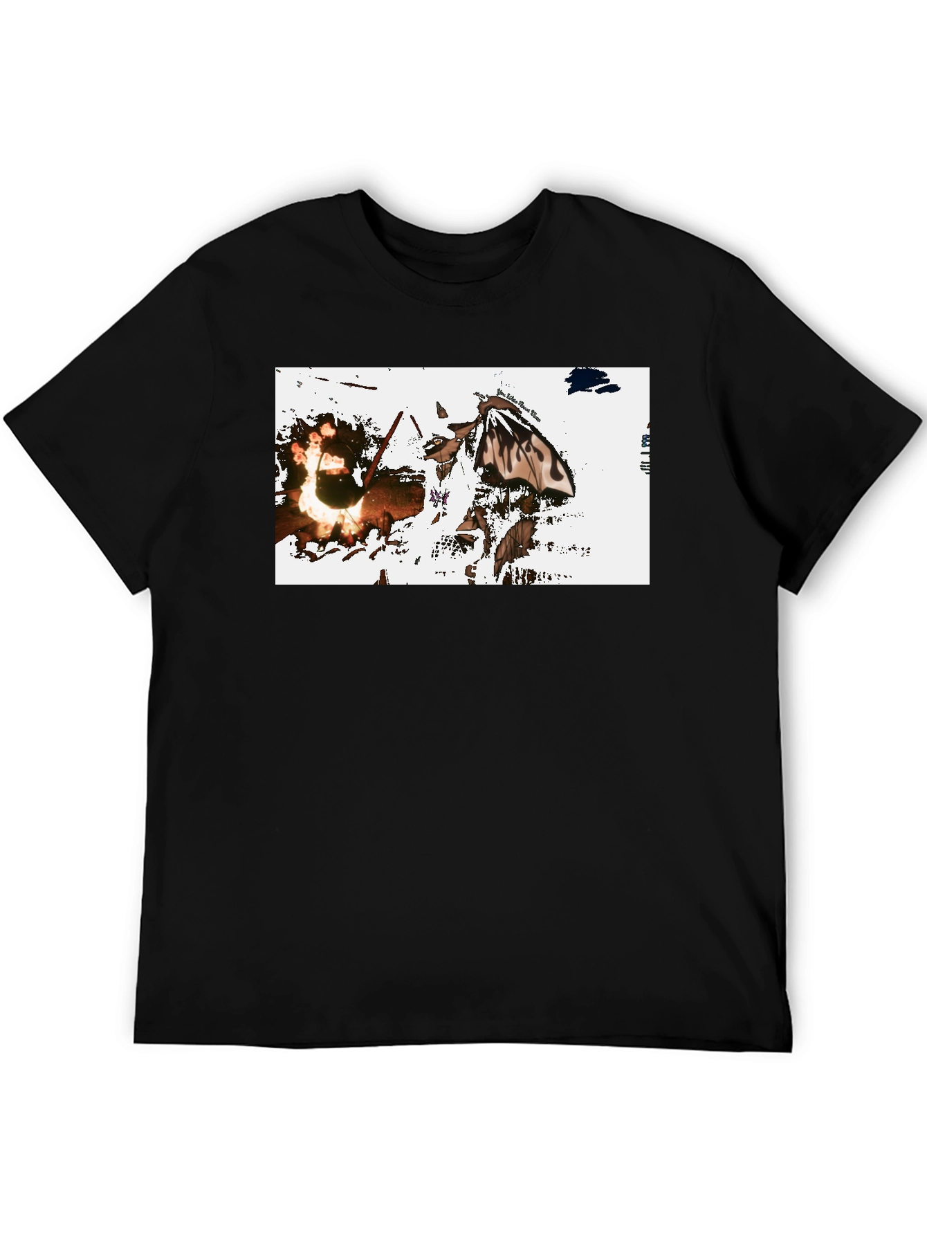 Black Graphic Tee: Fiery Butterfly Black T-Shirt view 5