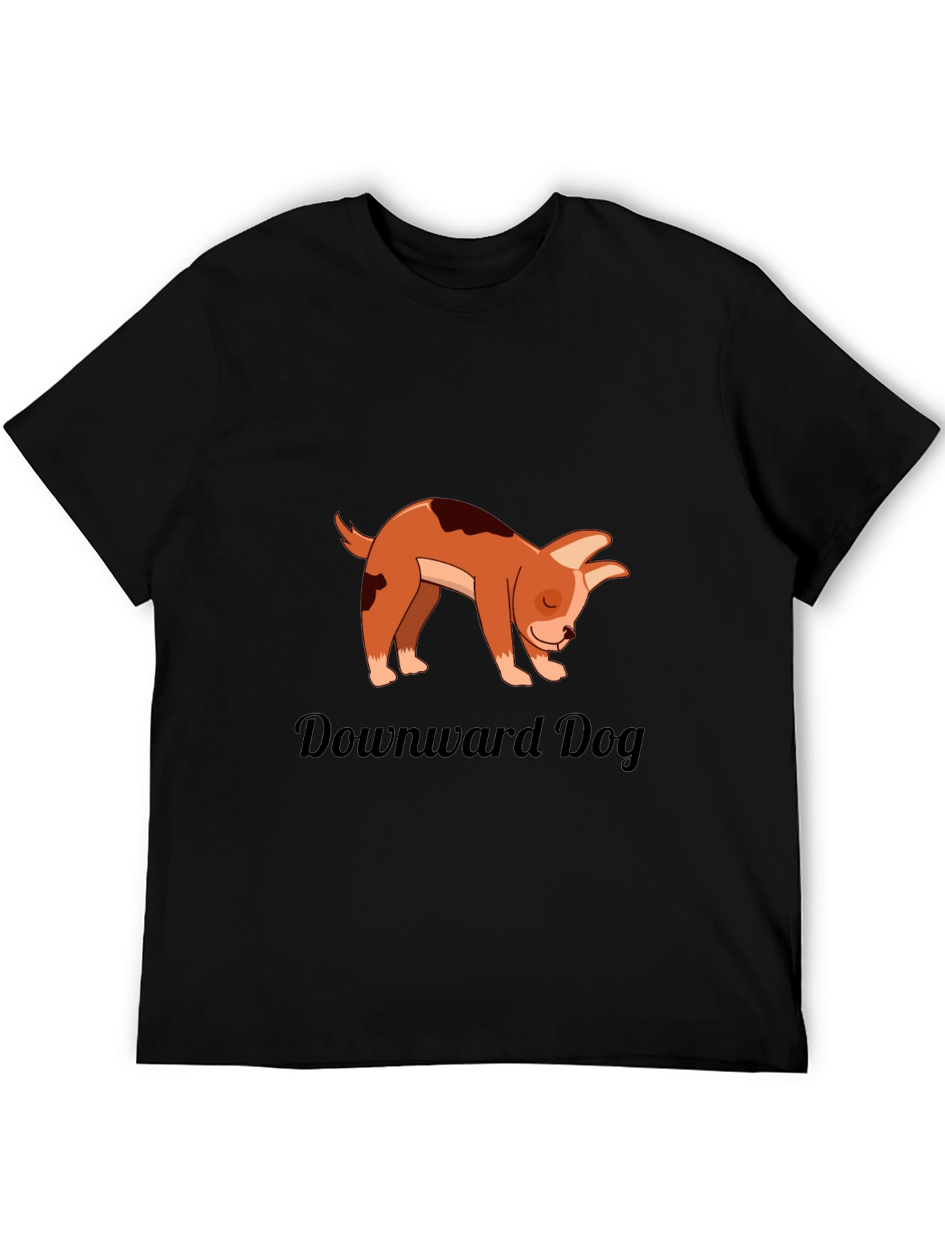 Black Downward Dog T-Shirt - Yoga Cartoon Puppy Graphic view 5