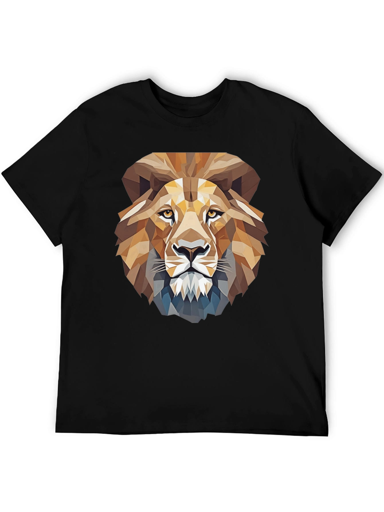 Black Geometric Lion Graphic T-Shirt view 5