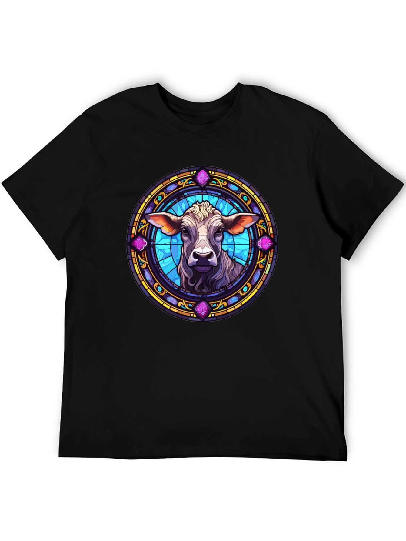 Black Cow Stained Glass Graphic T-Shirt view 5