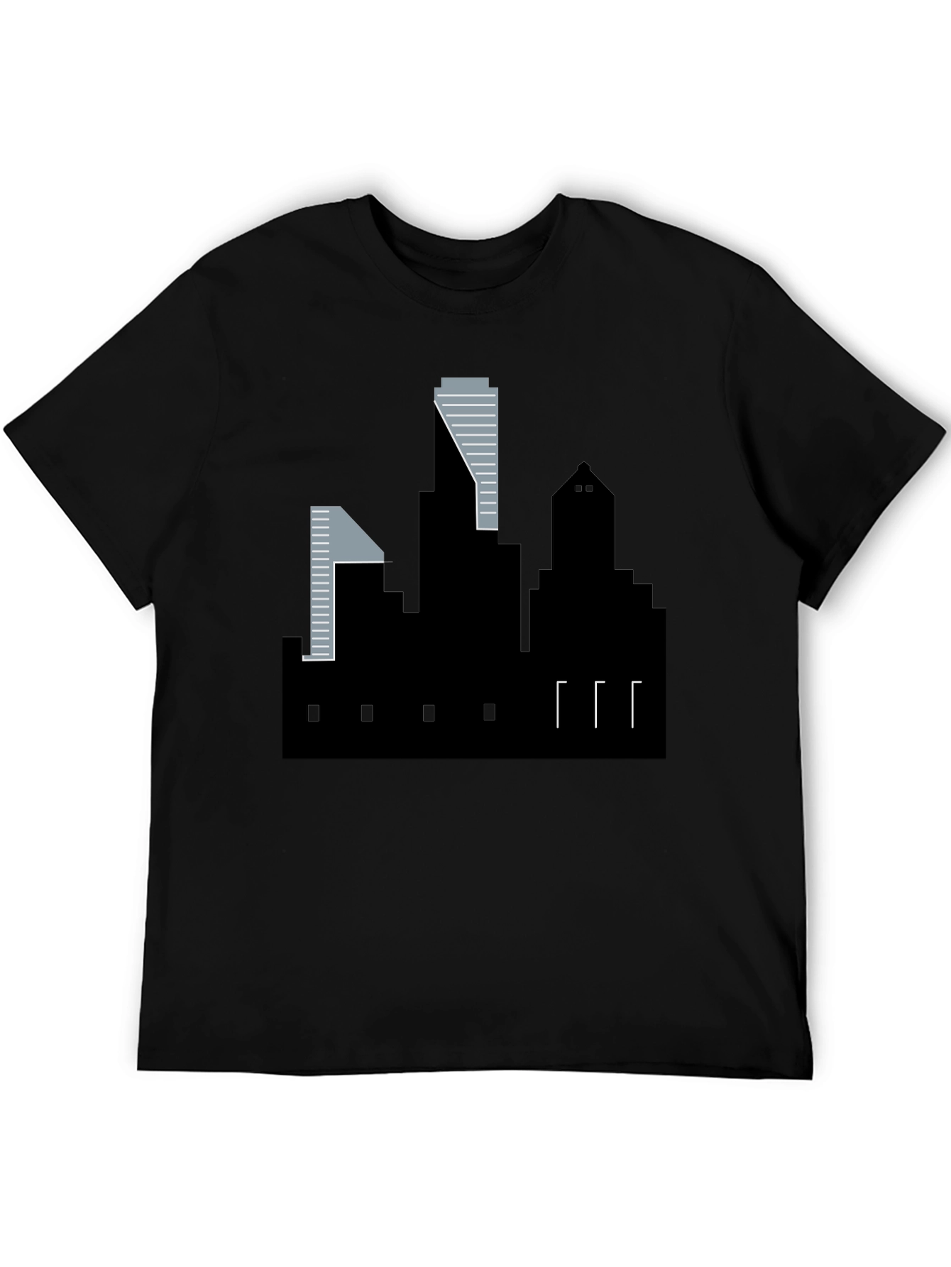 Black Urban Skyline Graphic Tee - Modern Cityscape T-Shirt view 5
