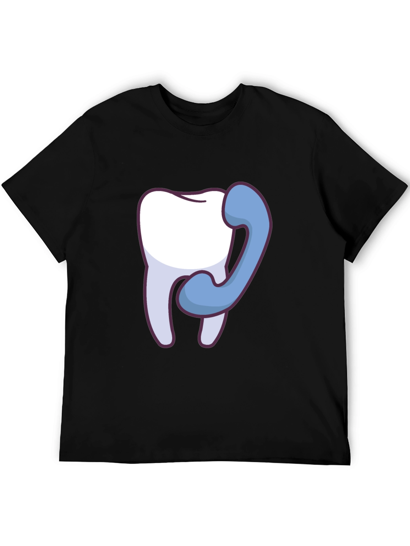 Black Dental Humor T-Shirt - Tooth Phone Call view 5