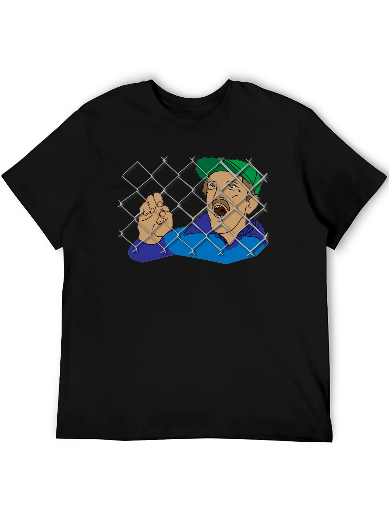 Black Funny Trapped Man Graphic Tee - Black T-Shirt view 5