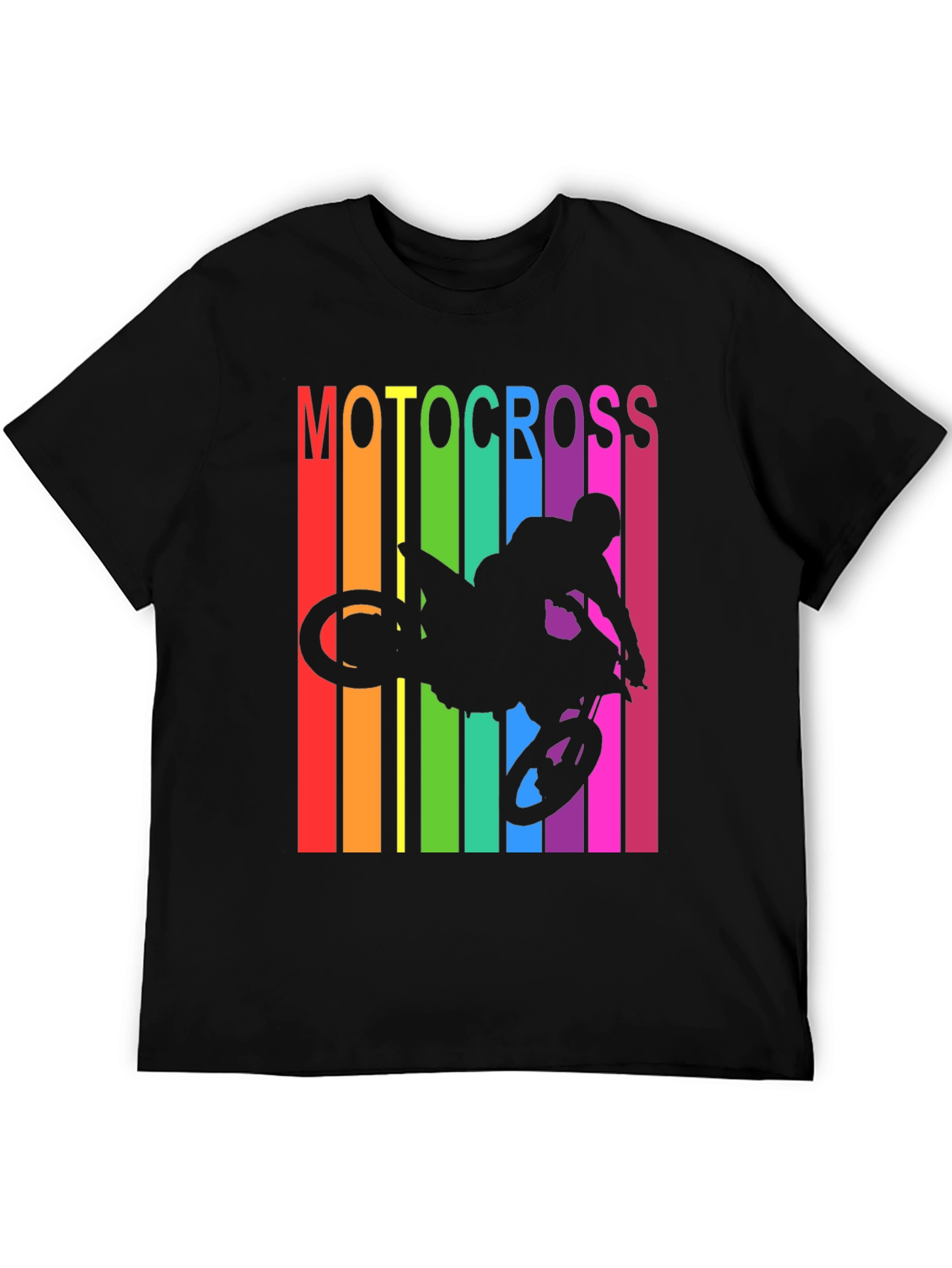 Black Motocross Rainbow Graphic T-Shirt view 5