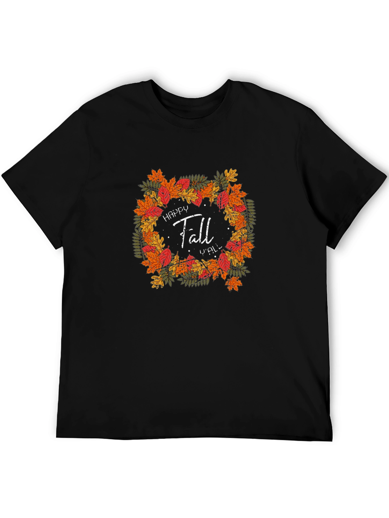 Black Happy Fall Y'all Black T-Shirt view 5