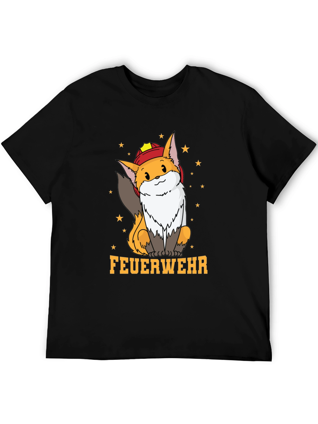 Black Fox Firefighter T-Shirt - Cute Cartoon Design view 5