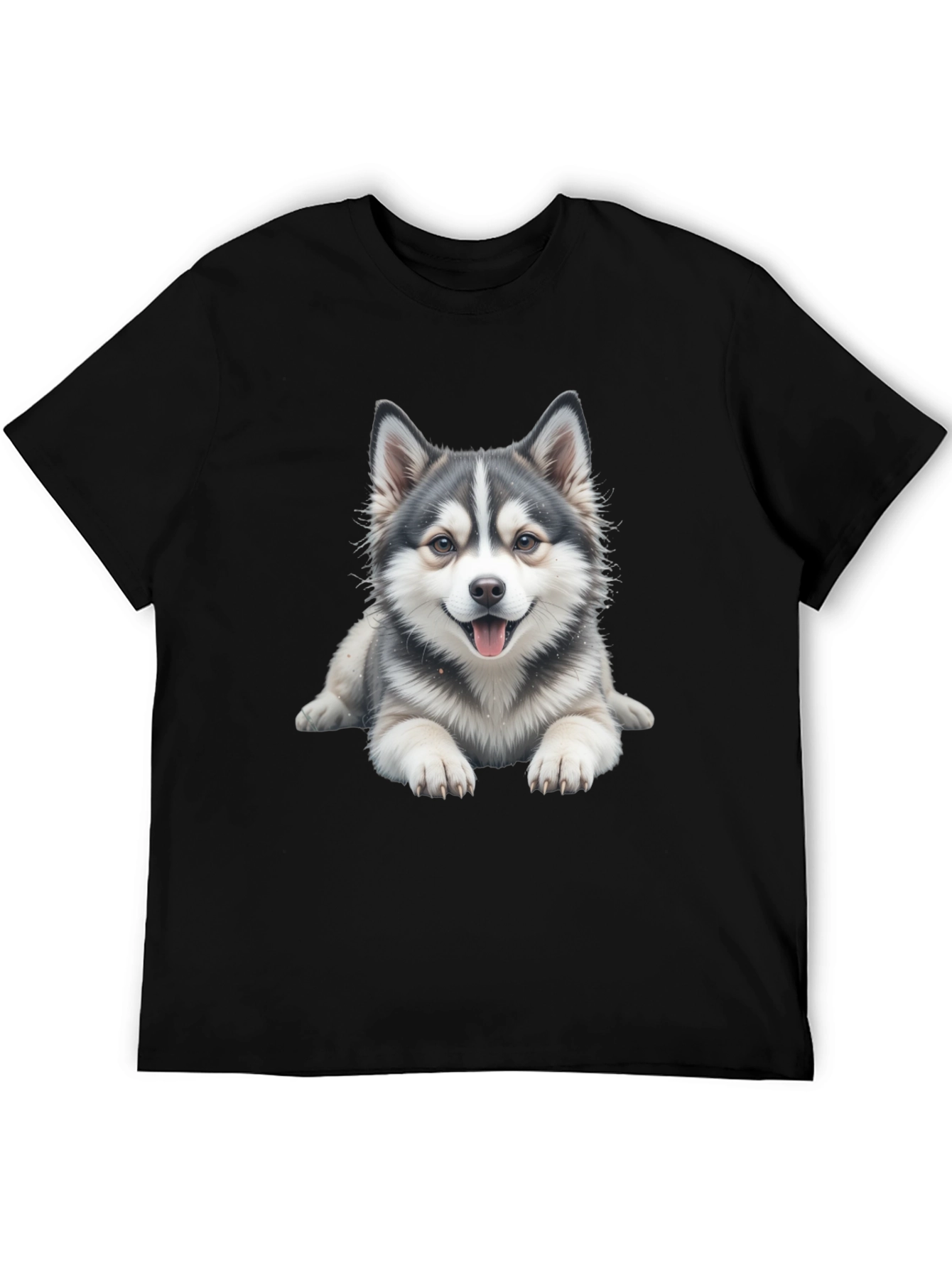 Black Cute Dog Graphic Tee - Black Cotton Blend view 5