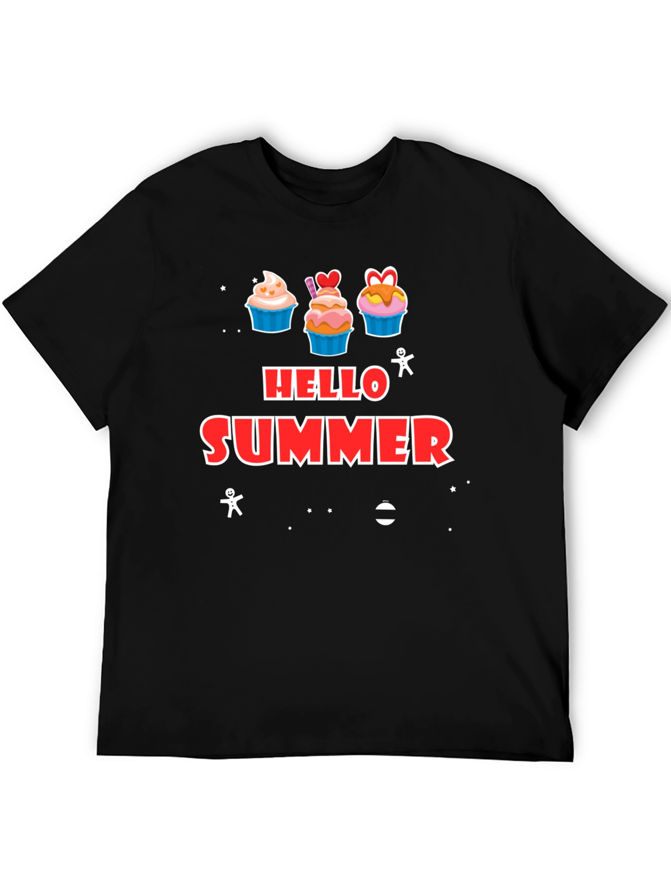 Black Hello Summer Cupcake T-Shirt view 5