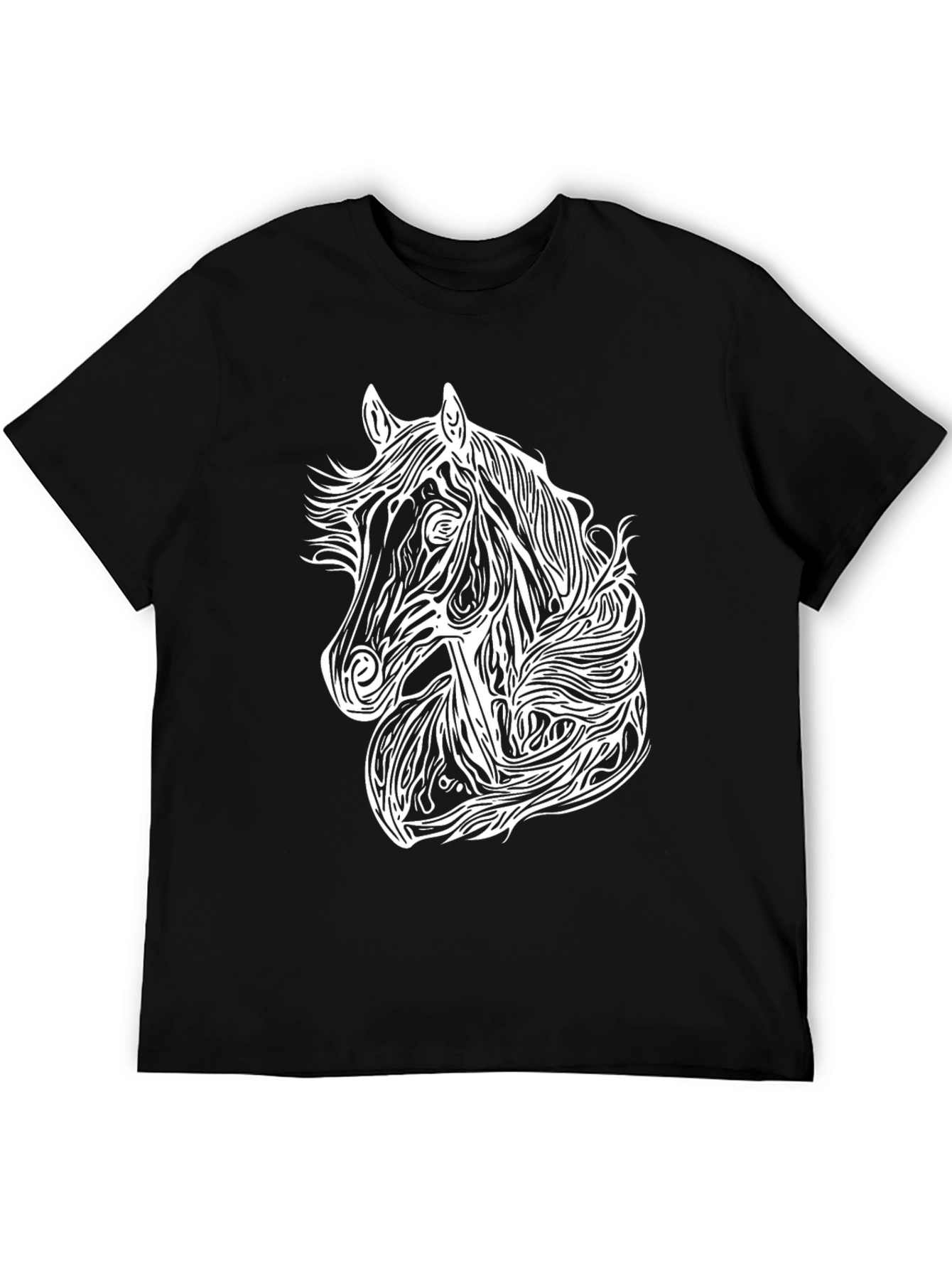 Black Horse Graphic Tee - Stylish Black Cotton Blend T-Shirt view 5