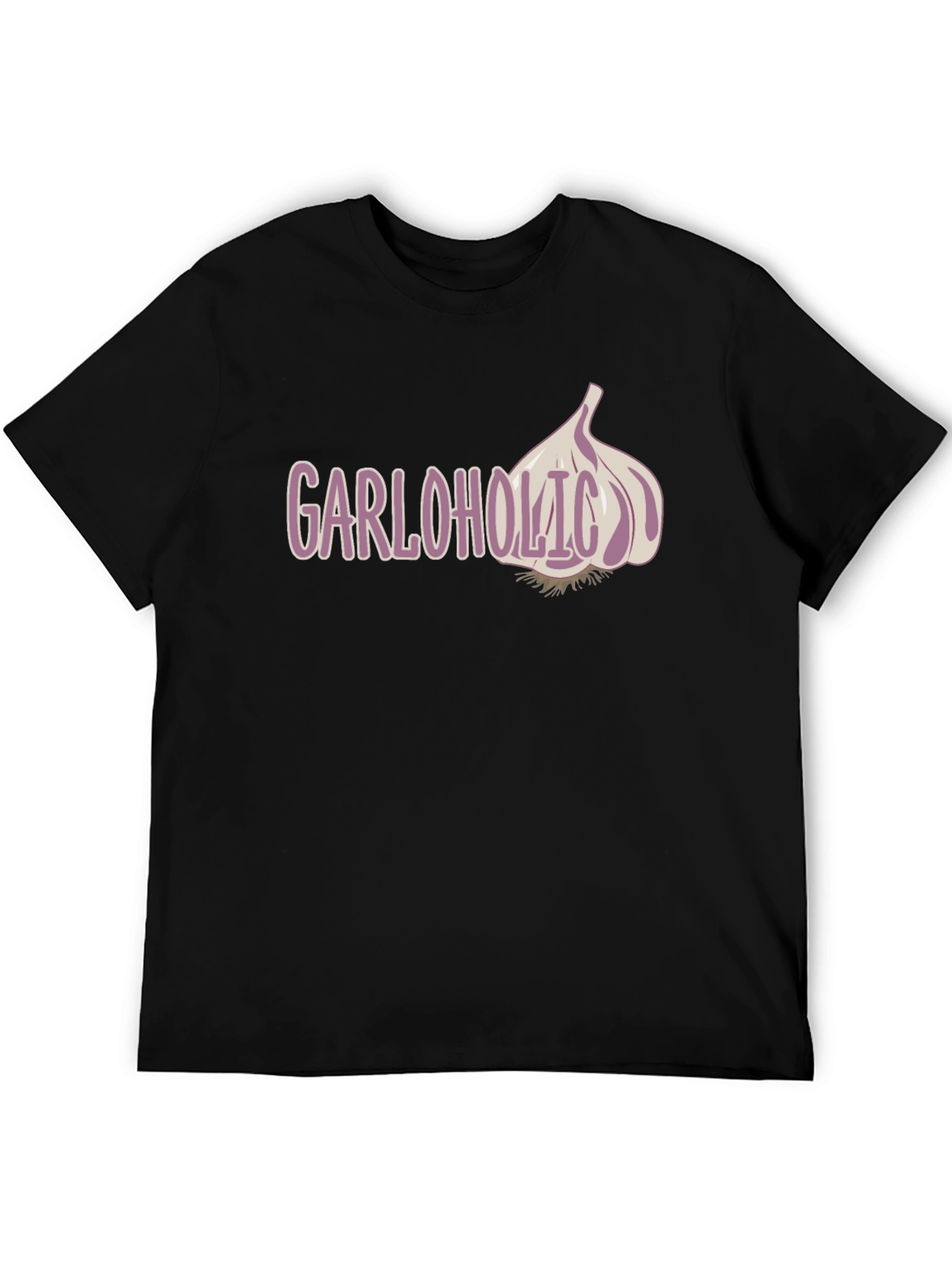Black Garloholic Graphic Tee - Funny Garlic Lover T-Shirt view 5