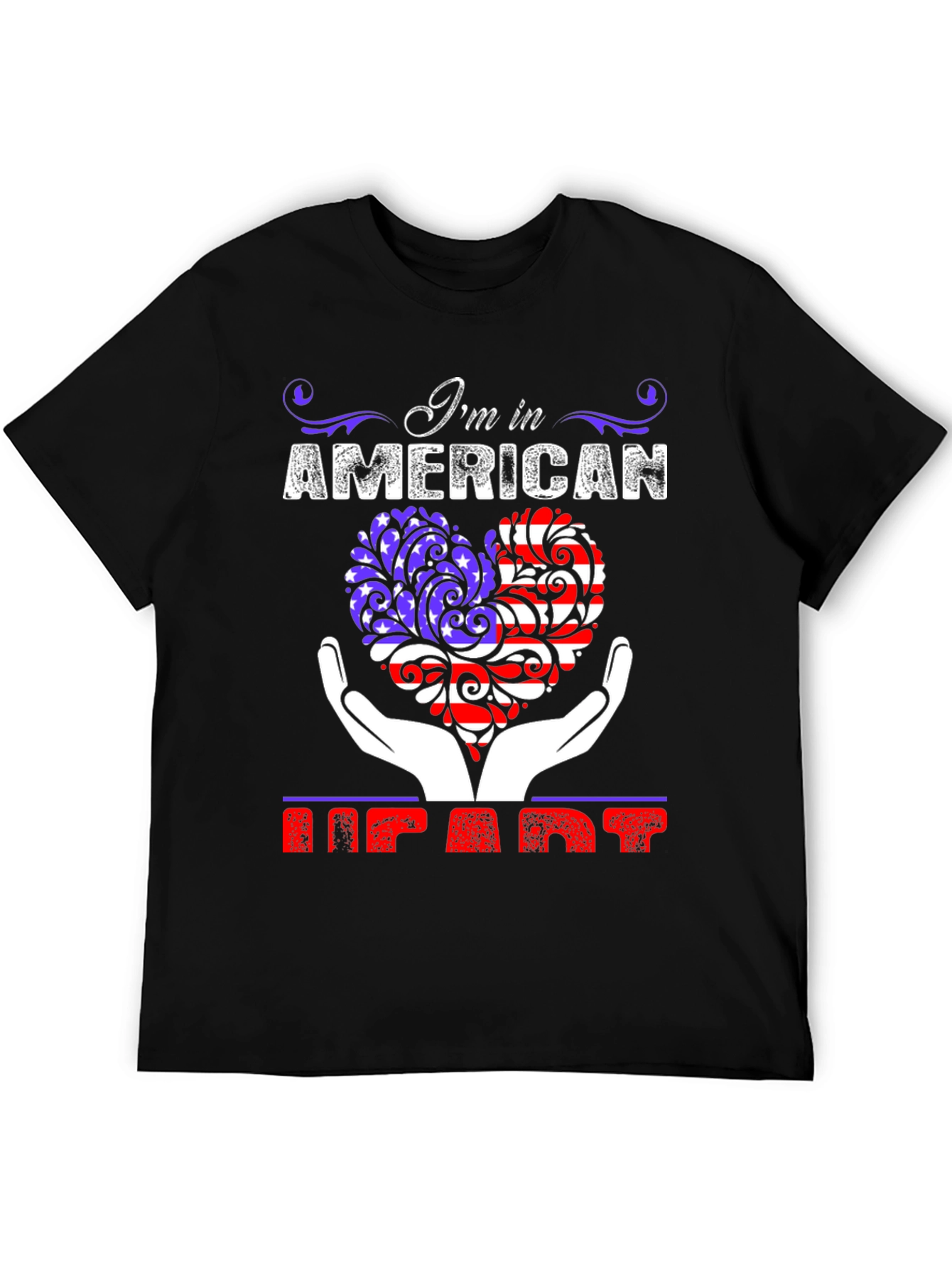 Black American Heart Graphic T-Shirt Patriot Tee view 5