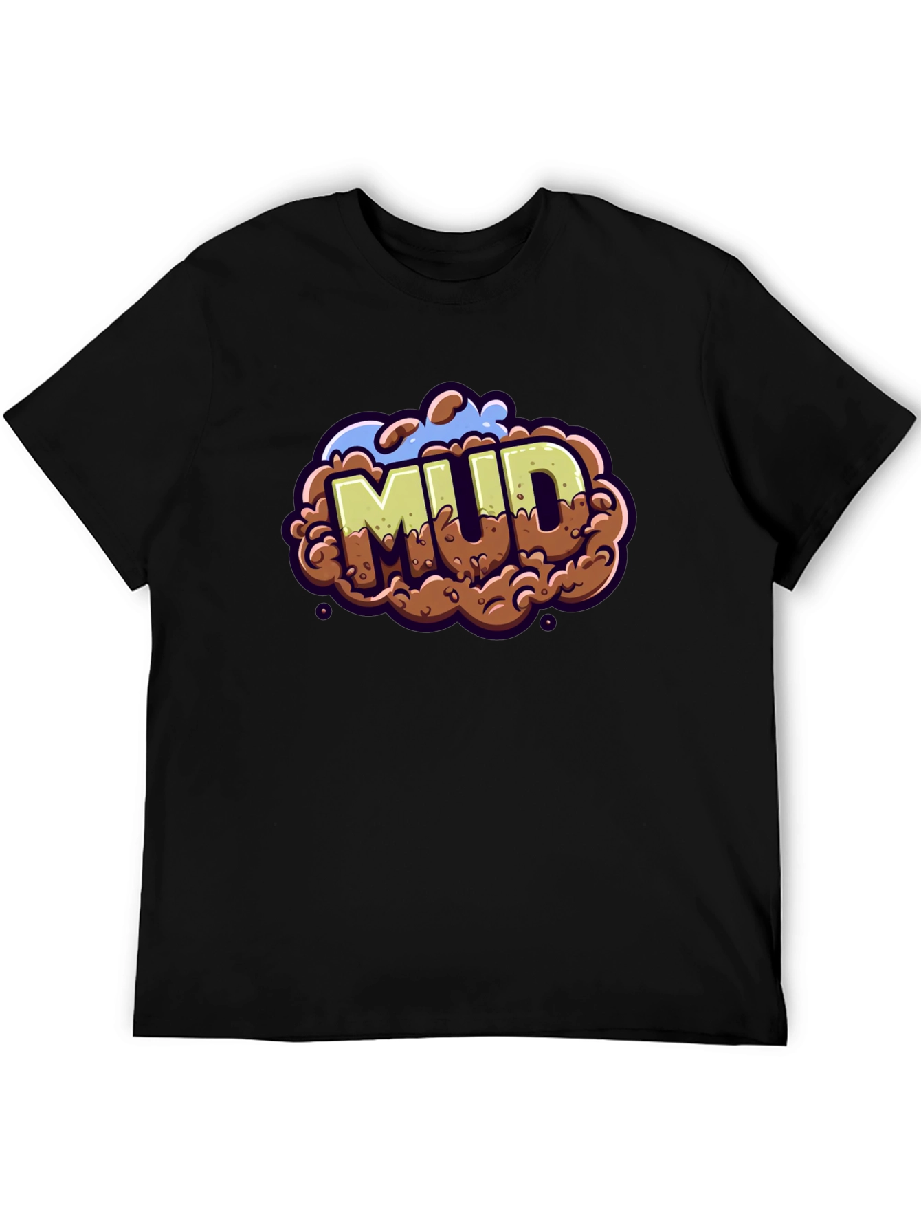 Black Mud Graphic Tee - Cartoon Style Black T-Shirt view 5