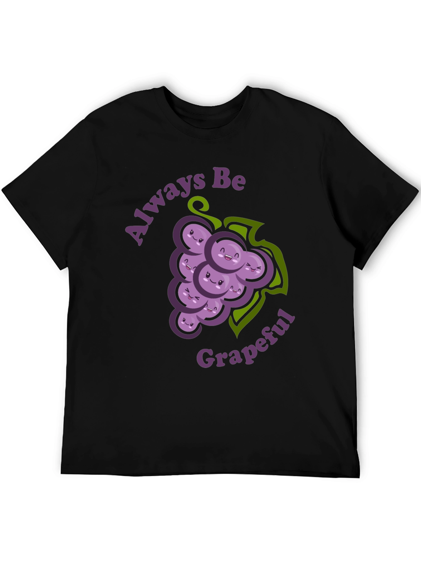Black Always Be Grapeful Funny Graphic T-Shirt view 5