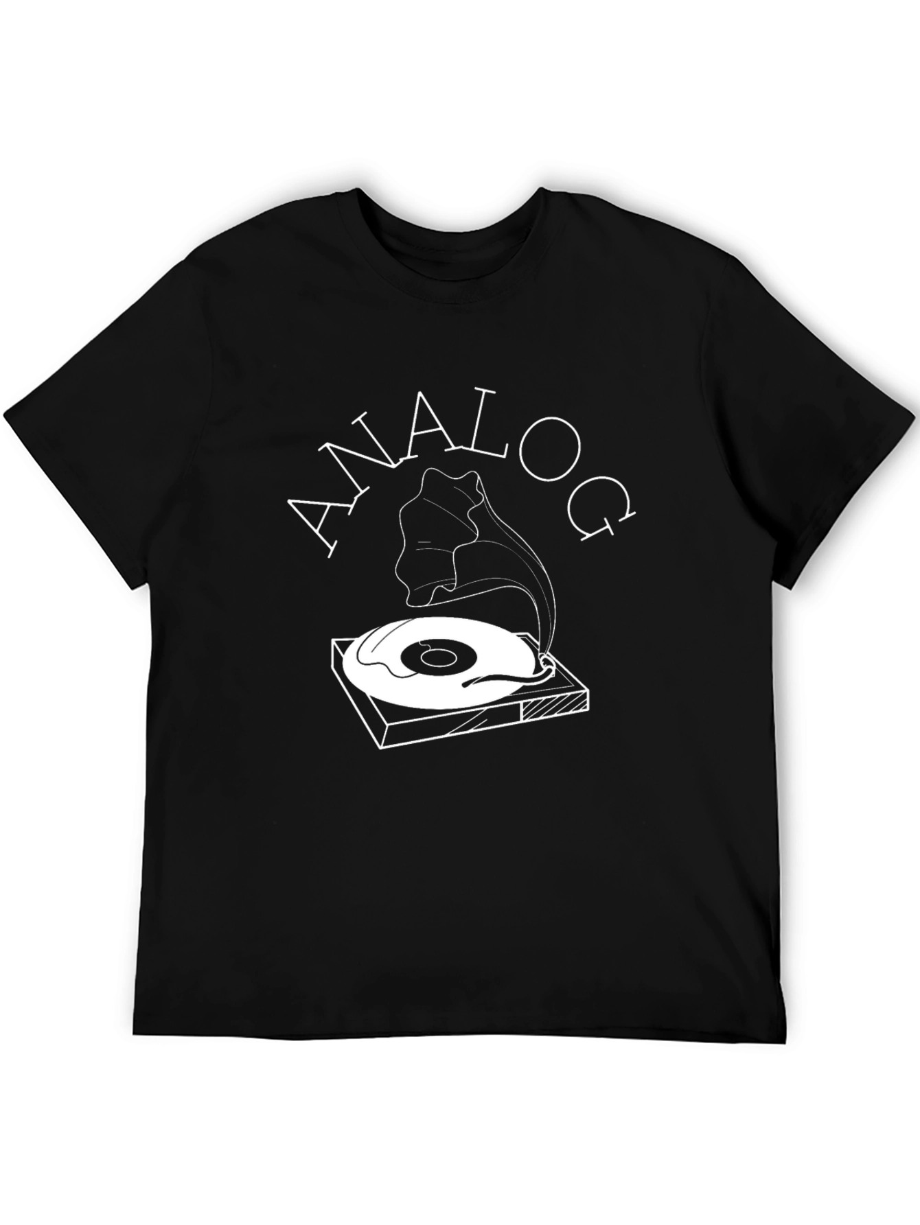 Black Analog T-Shirt - Vintage Record Player Design view 5