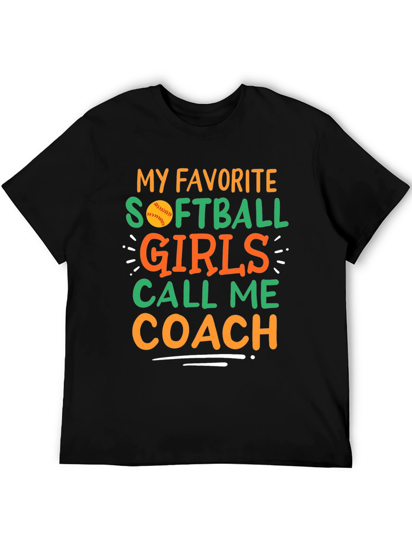 Black Softball Coach T-Shirt view 5