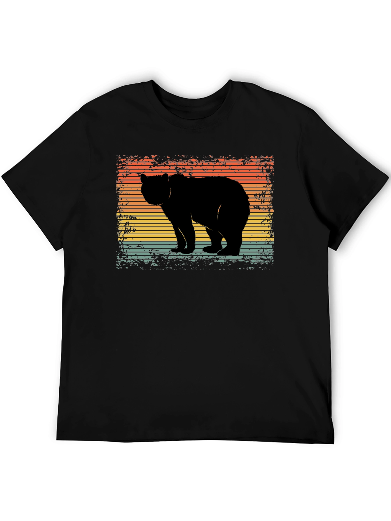 Black Retro Bear Silhouette Graphic T-Shirt view 5