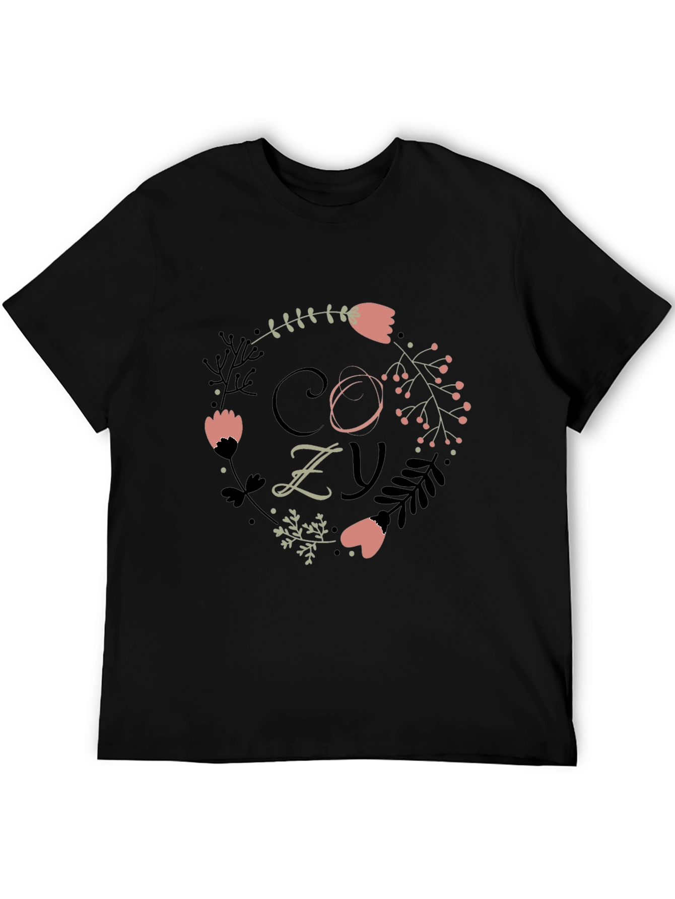 Black Cozy Floral T-Shirt view 5