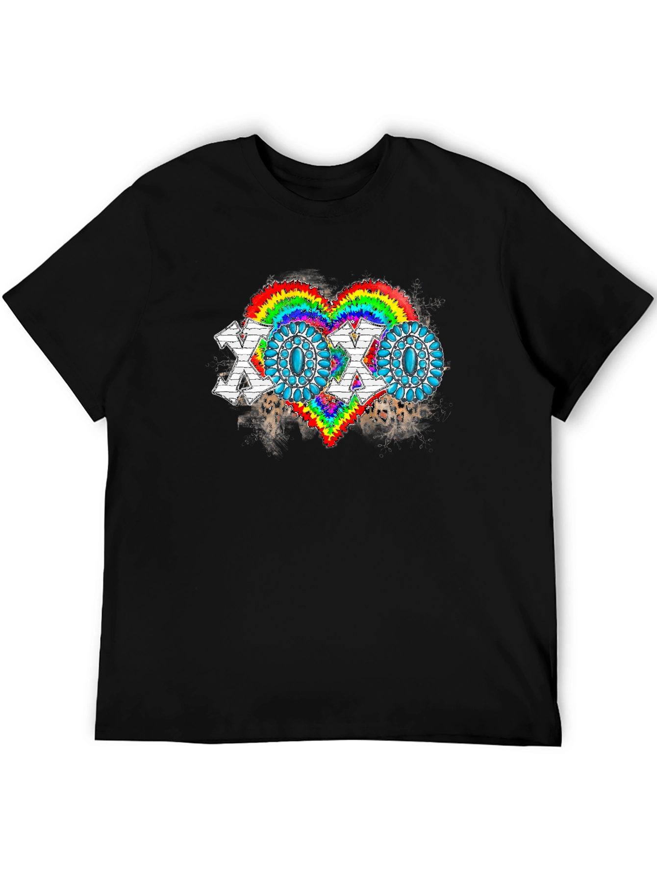 Black XOXO Rainbow Heart Graphic Tee - Soft Cotton Blend view 5
