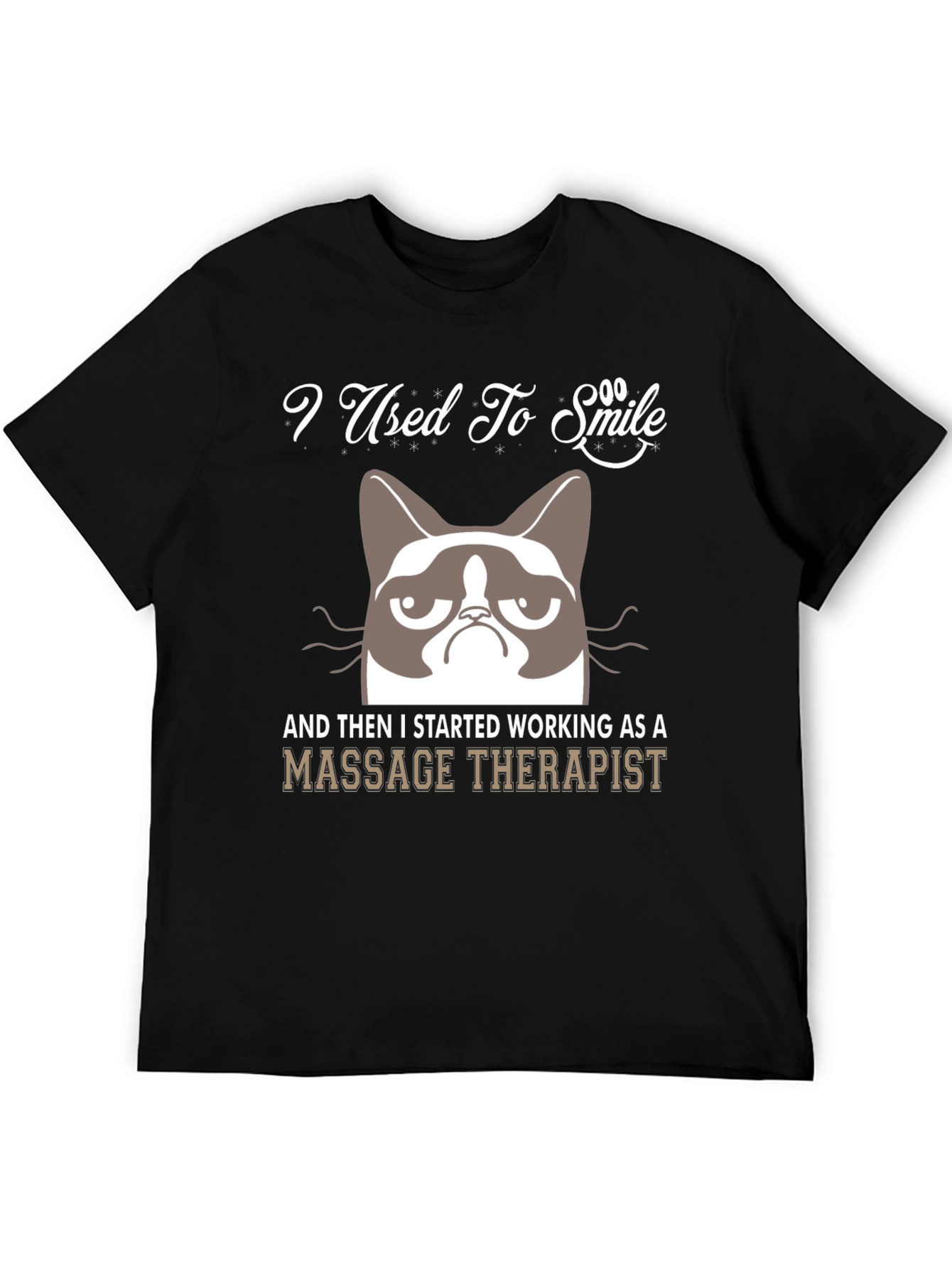 Black I Used To Smile Massage Therapist Grumpy Cat T-Shirt view 5