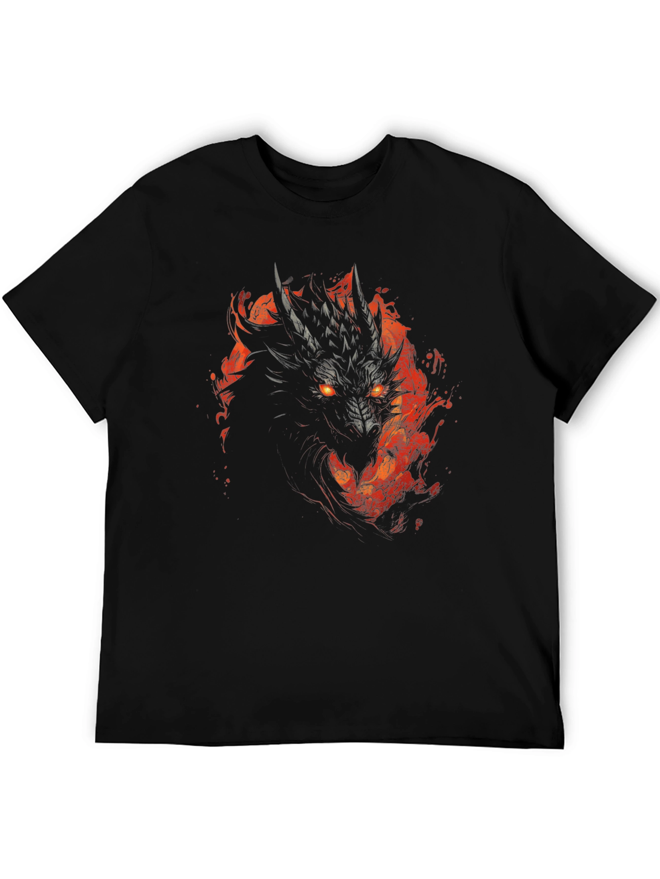 Black Dragon Fire T-Shirt - Black Graphic Tee view 5