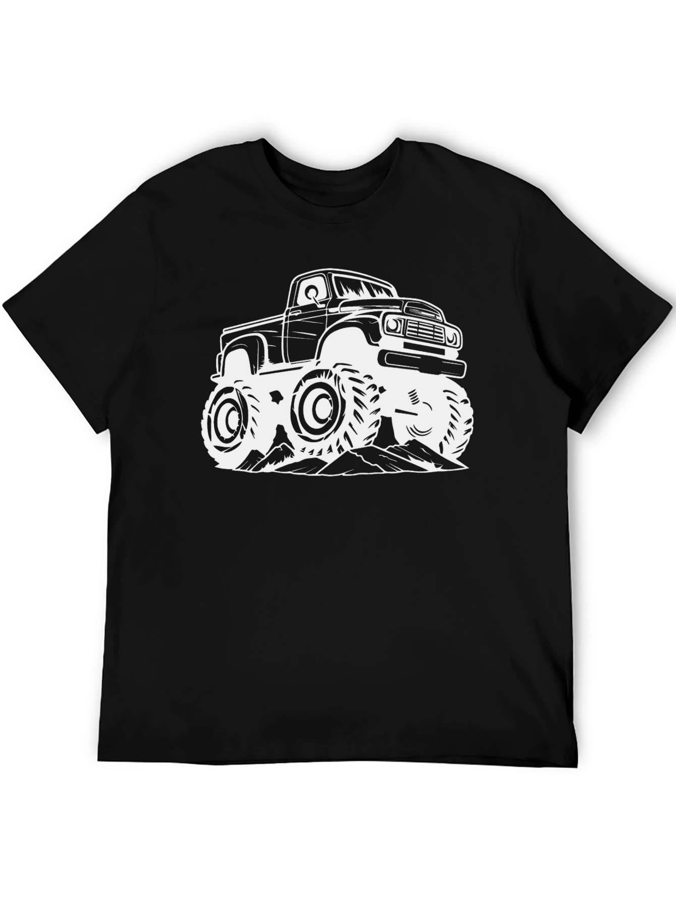 Black Monster Truck Graphic Tee - Black Cotton view 5