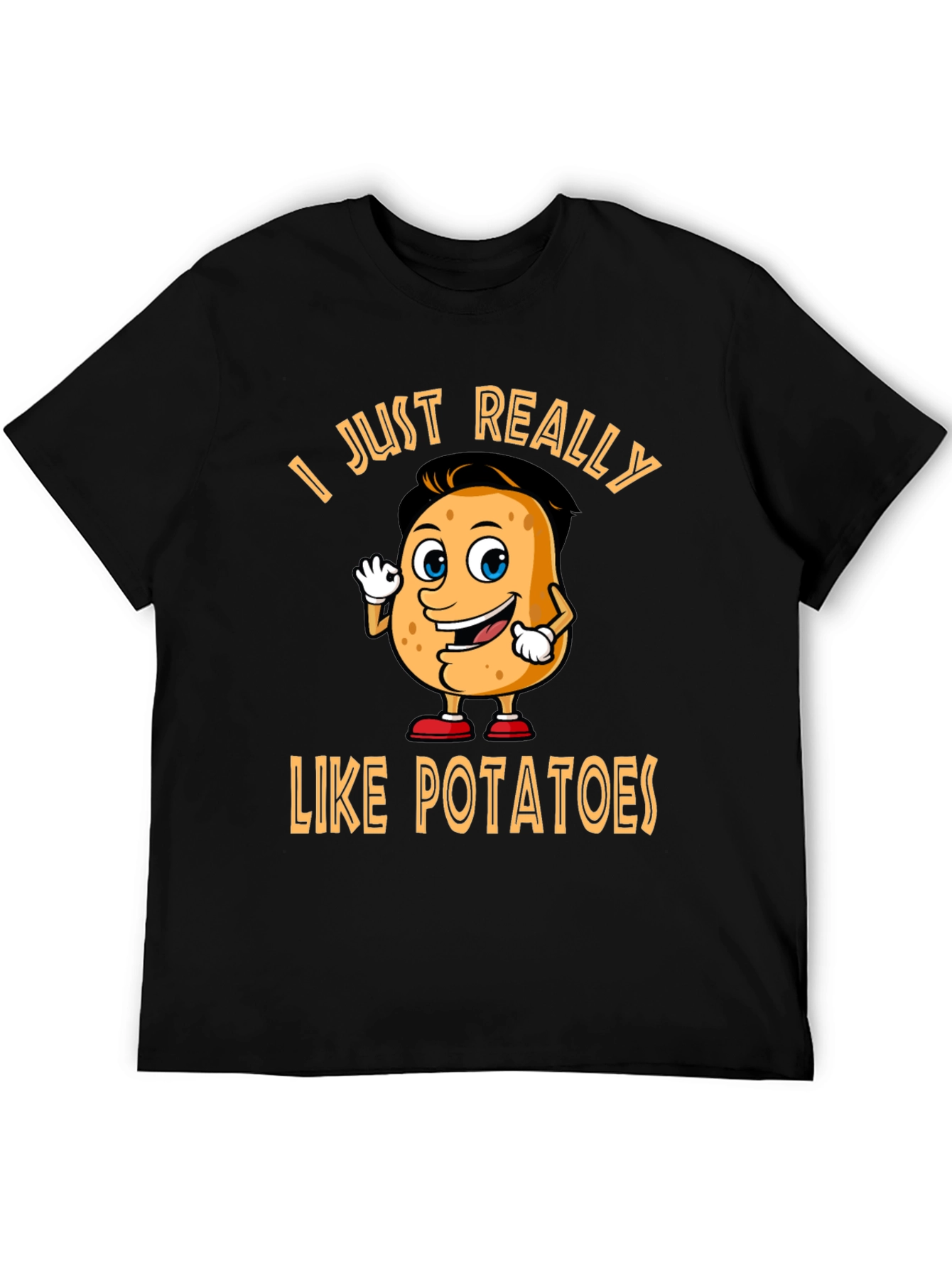 Black Funny Potato Lover T-Shirt - "I Just Really Like Potatoes" view 5