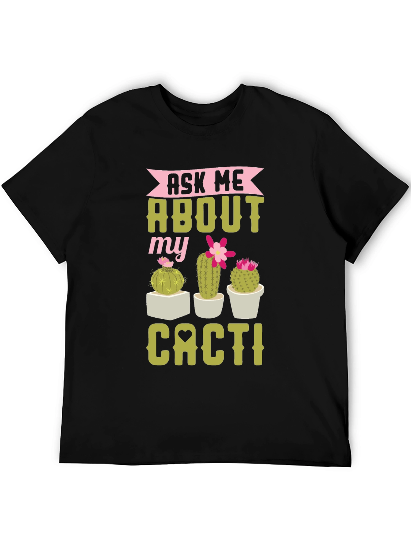 Black Ask Me About My Cacti Graphic Tee view 5