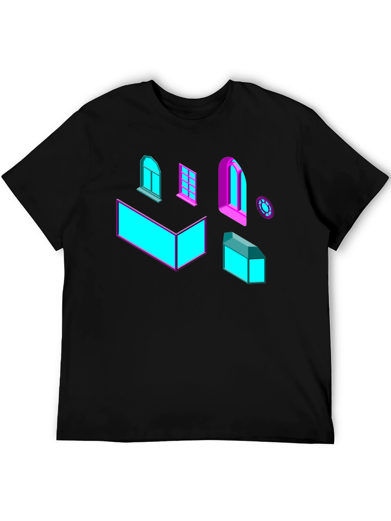 Black Geometric Windows Graphic Tee - Black view 5