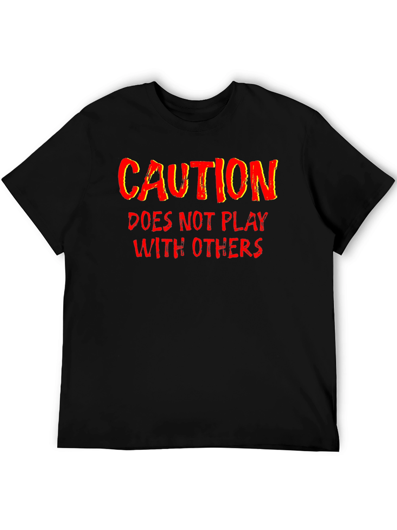 Black Caution Funny Graphic T-Shirt view 5