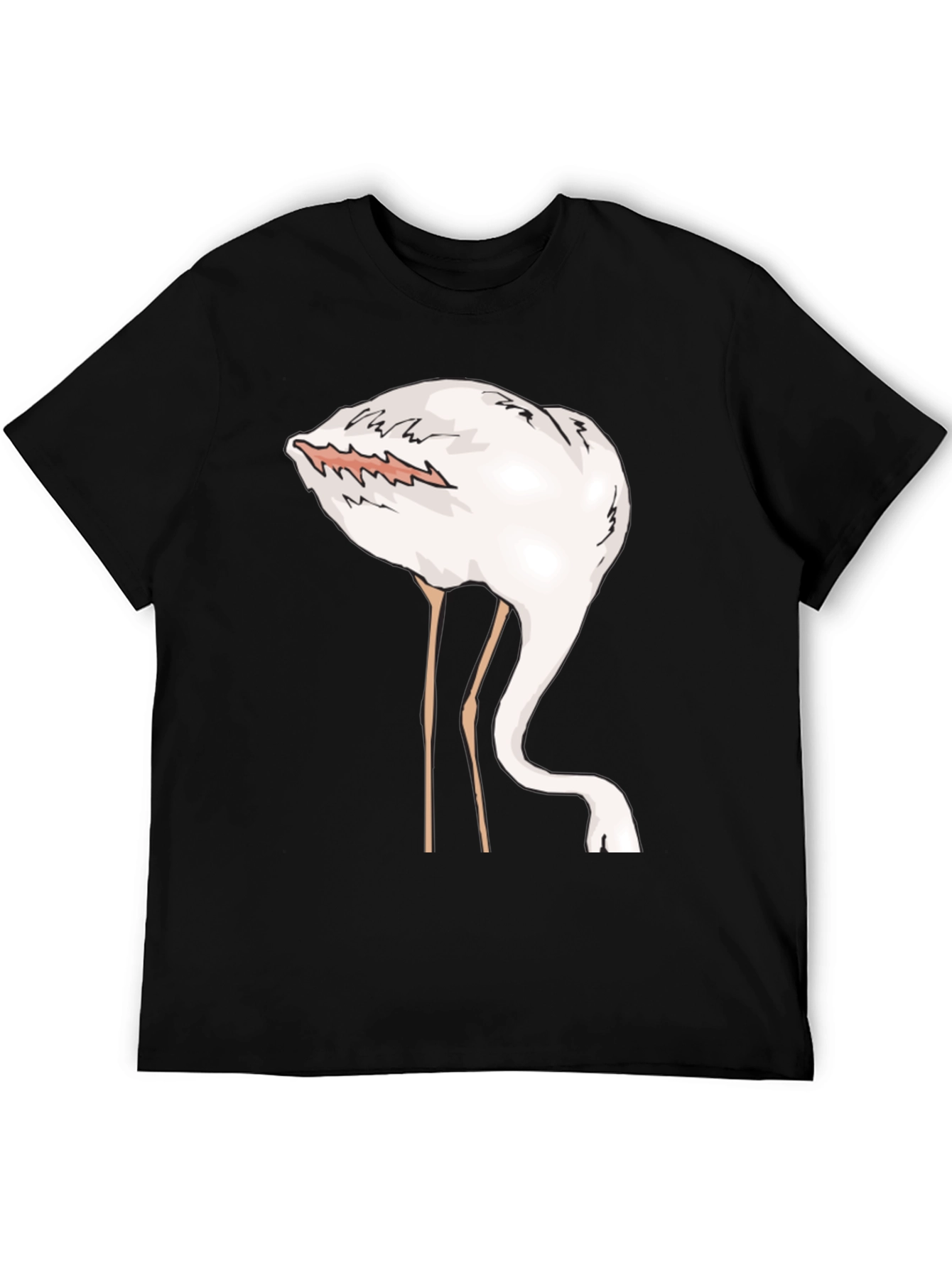 Black Funny Flamingo Head in Sand Graphic T-Shirt view 5