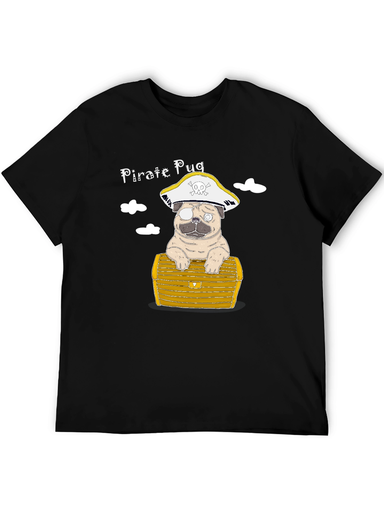 Black Pirate Pug T-Shirt - Cute Dog Graphic Tee view 5