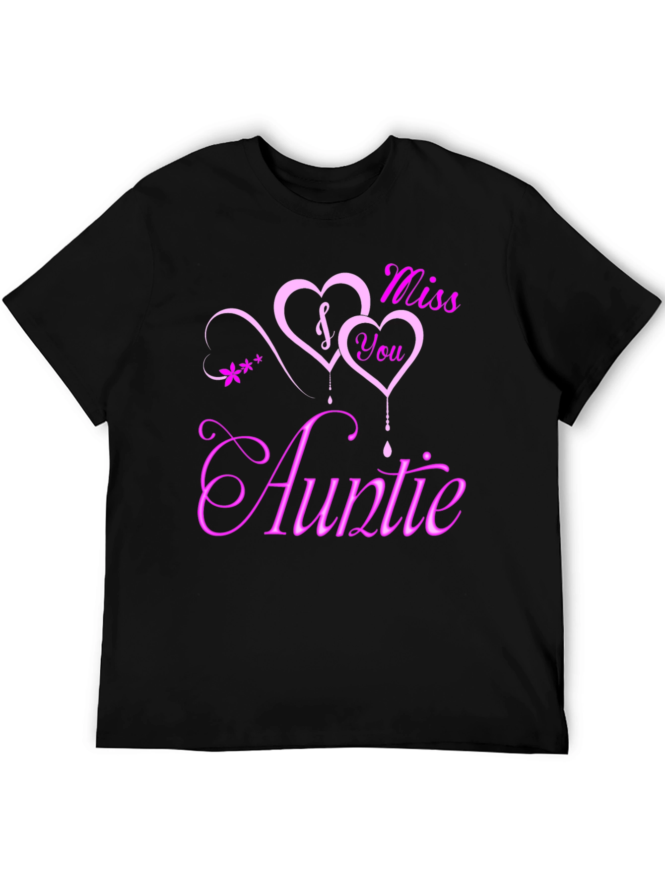 Black Miss You Auntie Black T-Shirt, Heart Design view 5