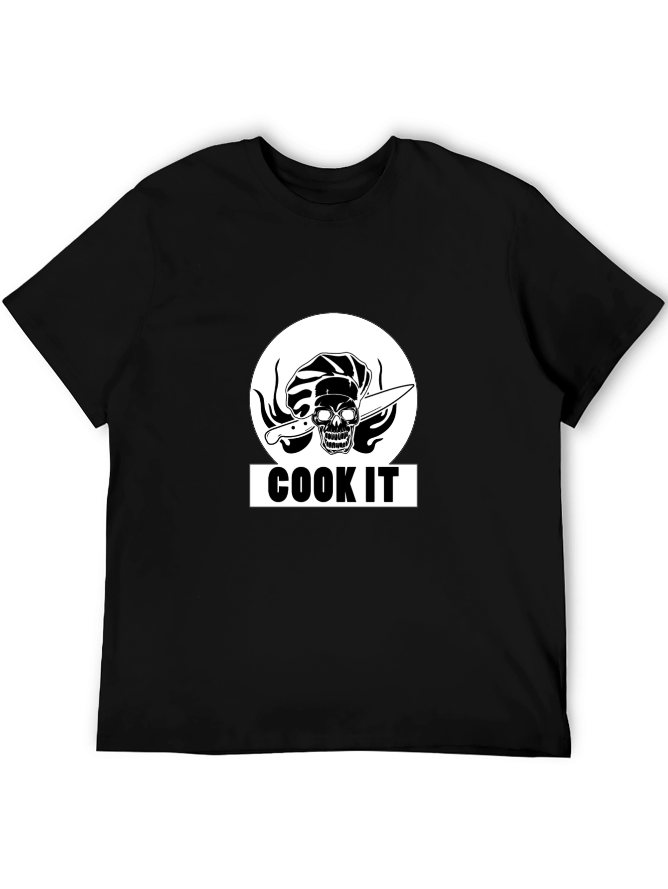 Black Cook It Skull Chef Graphic Tee - Black Cotton T-Shirt view 5