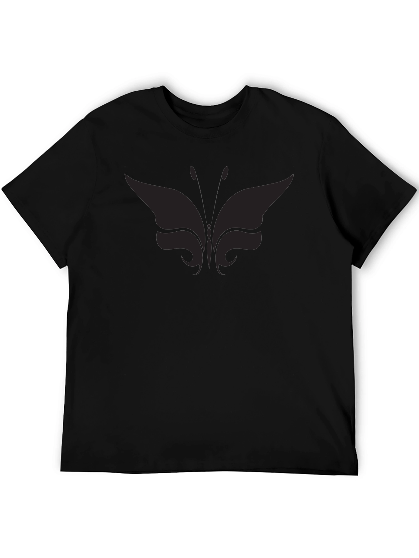 Black Men's Black Butterfly Graphic T-Shirt Casual Crew Neck view 5