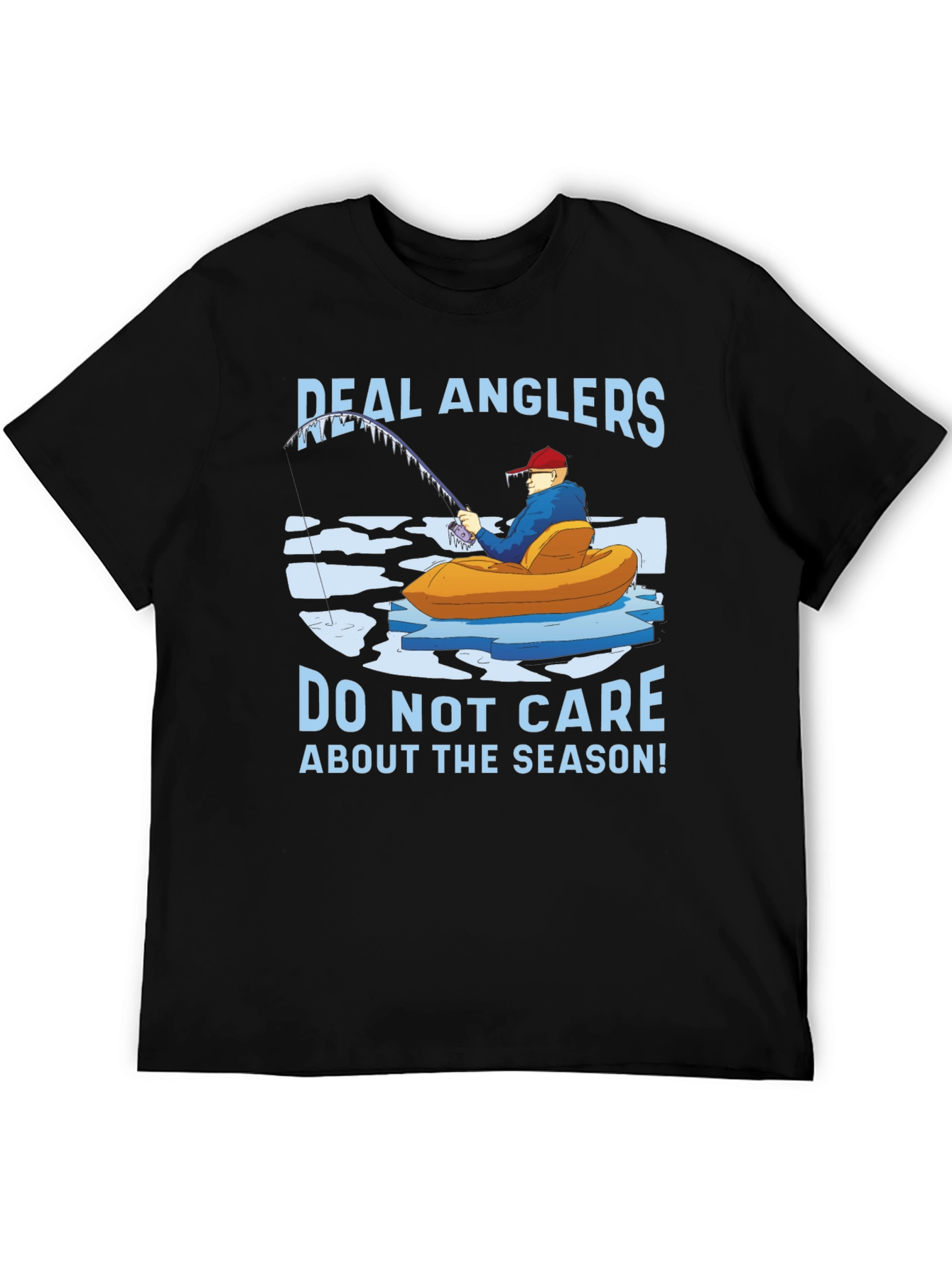 Black Real Anglers Winter Fishing T-Shirt view 5