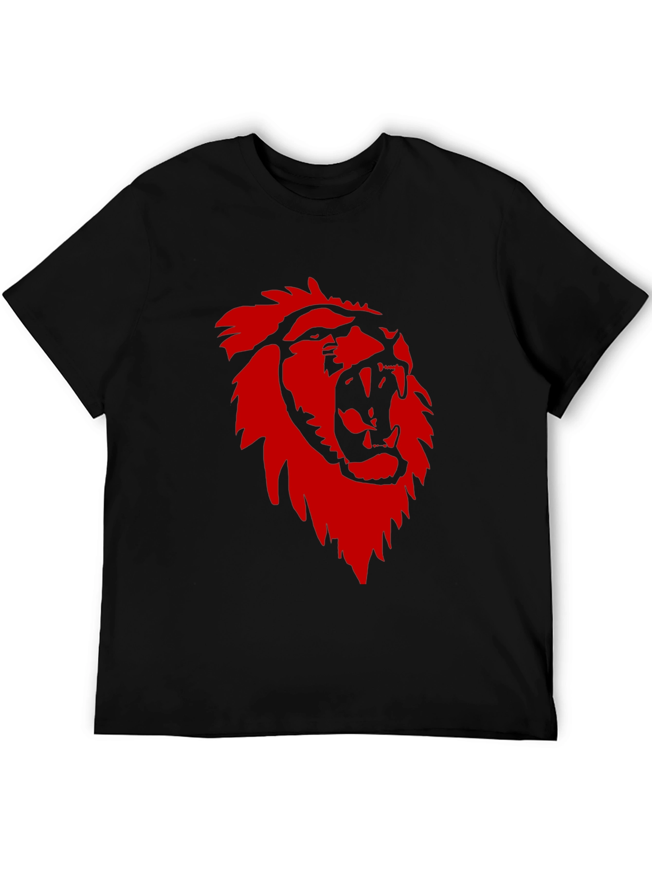 Black Bold Lion Graphic Tee - Black Cotton Crew Neck T-Shirt view 5