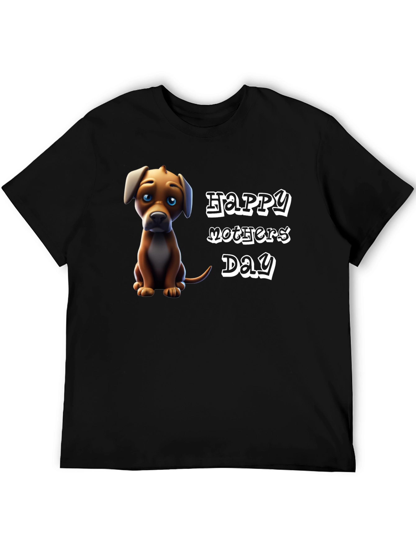 Black Happy Mother's Day Dog Graphic T-Shirt view 5