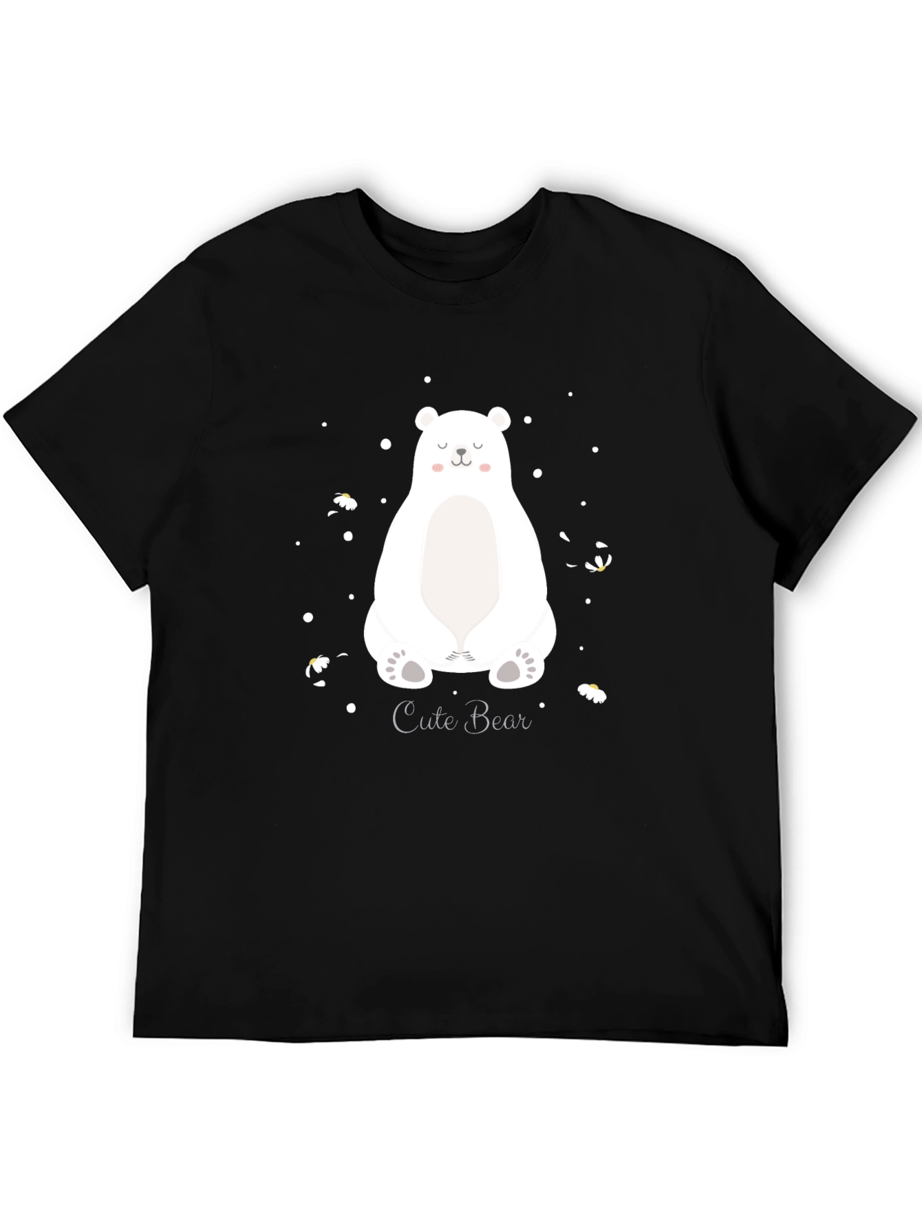 Black Cute Bear Graphic Print Men's Black T-Shirt view 5