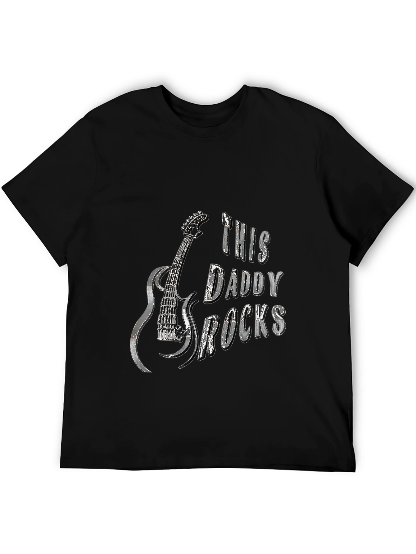 Black This Daddy Rocks T-Shirt - Guitar Graphic Tee view 5