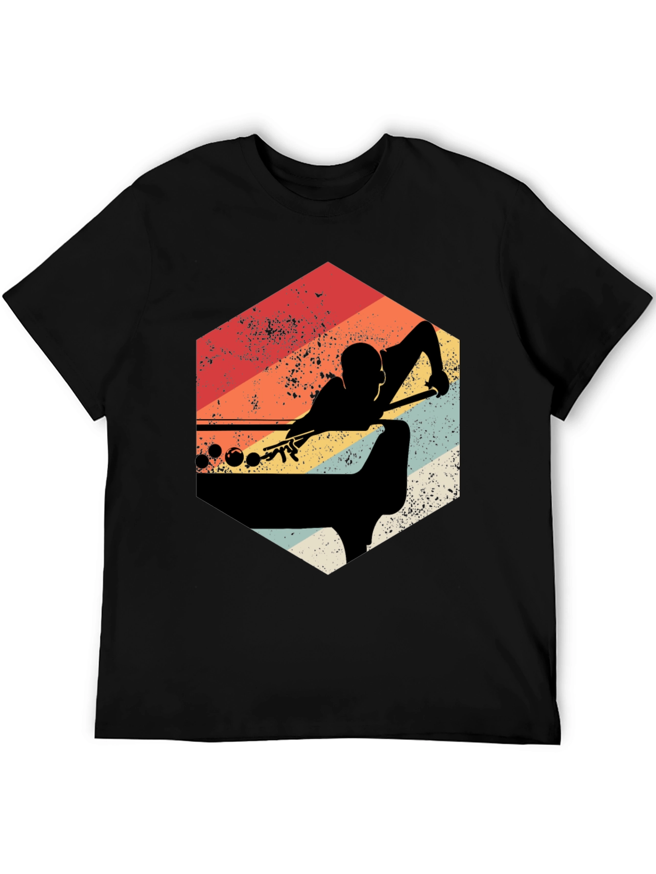 Black Vintage Billiards Player Graphic T-Shirt view 5