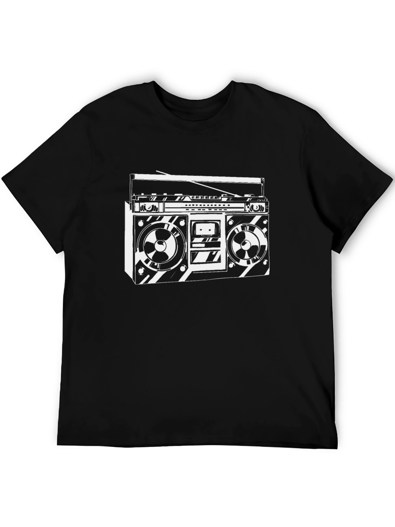 Black Retro Boombox Graphic Tee - Vintage Style Black T-Shirt view 5