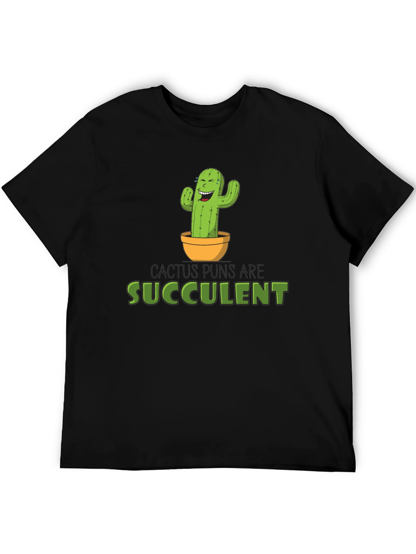 Black Cactus Puns Are Succulent Black Graphic Tee view 5