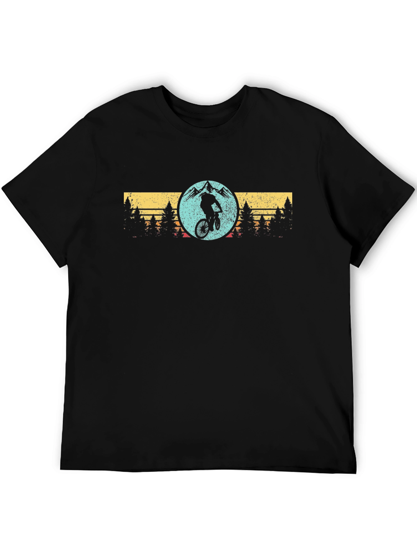 Black Mountain Biker Silhouette Graphic T-Shirt view 5